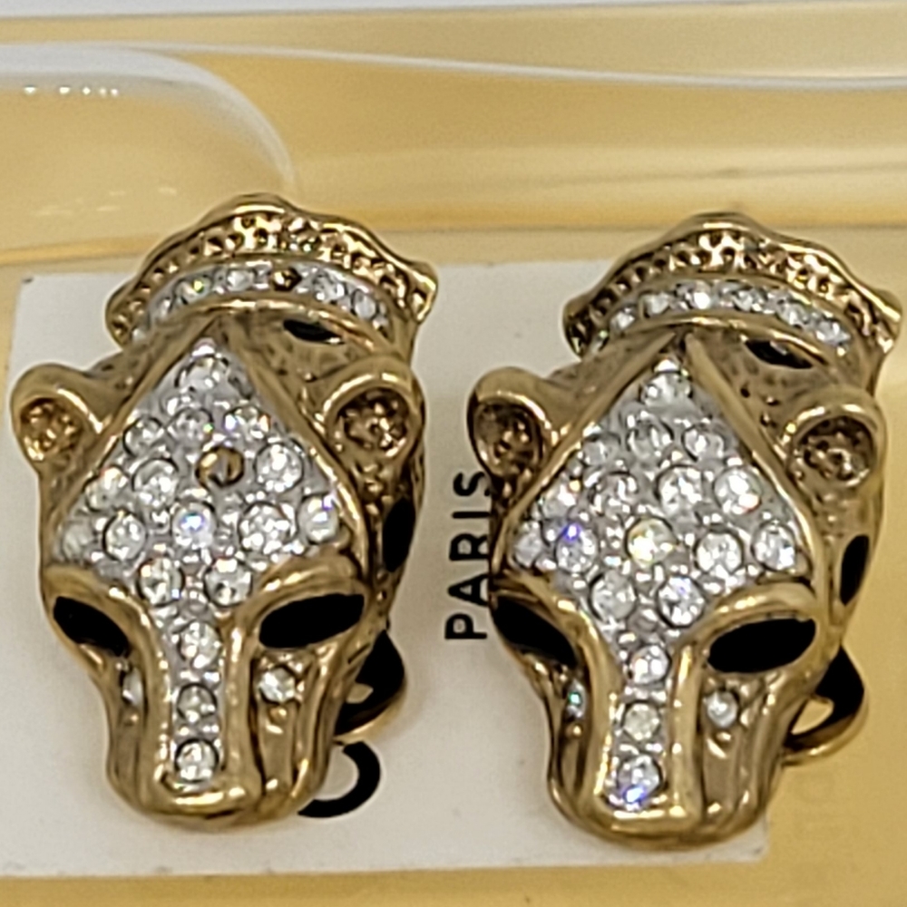 Vintage Jaguar Attwood & Sawyer A&S Signed Rare Luxurious Clip On Earrings